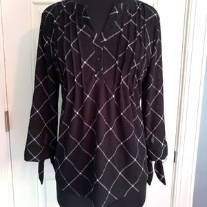 Como Black Black & White blouse NWT XL